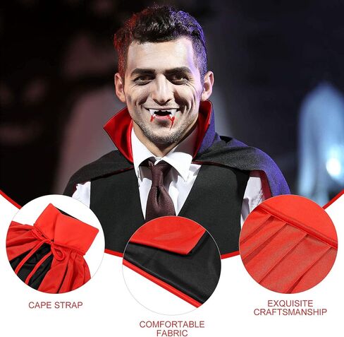 IMIKEYA Halloween Vampire Cape with Mask: 55inch Vampire Cloak Cape Vampire Costume Adult Vampires Cape Dual-layer Cloak in Saudi Arabia