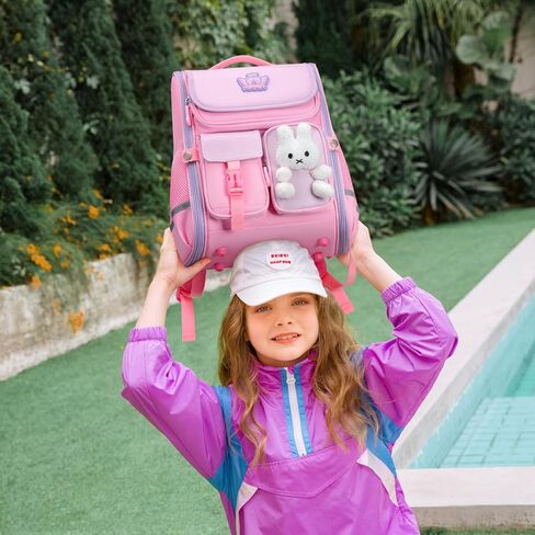 Kids Backpack for Girls Elementary School Backpack for Pink Toddler Backpack Cartoon Book Bag Waterproof School Bag for Daughter Gift Aged 6-12 in Saudi Arabia