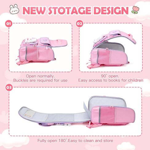 Kids Backpack for Girls Elementary School Backpack for Pink Toddler Backpack Cartoon Book Bag Waterproof School Bag for Daughter Gift Aged 6-12 in Saudi Arabia