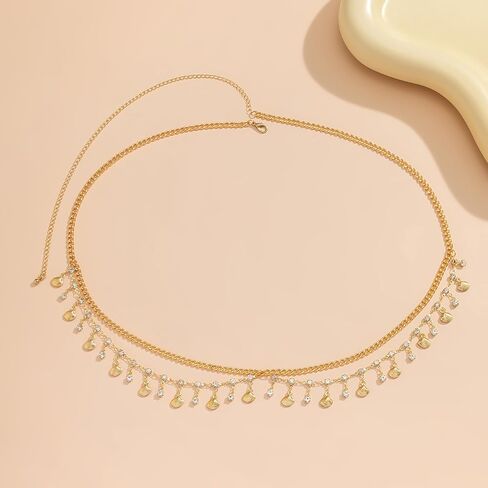 Metal Waist Chain Body Jewelry for Women Adjustable Love Heart Pendant Belt Chain Summer Body Chain Beach Belly Chains Waist Jewelry for Women Girls in Saudi Arabia