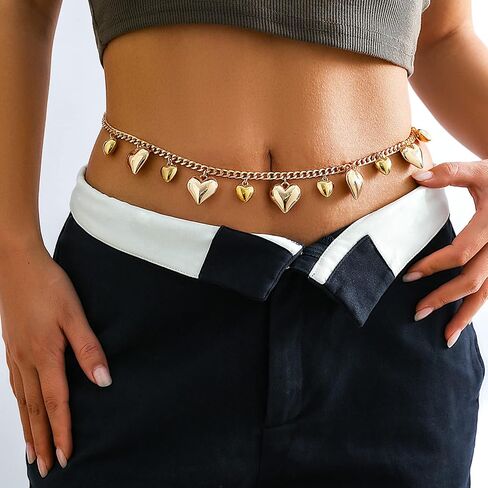 Metal Waist Chain Body Jewelry for Women Adjustable Love Heart Pendant Belt Chain Summer Body Chain Beach Belly Chains Waist Jewelry for Women Girls in Saudi Arabia