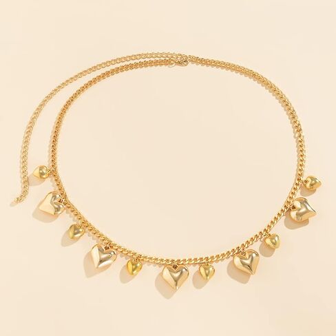 Metal Waist Chain Body Jewelry for Women Adjustable Love Heart Pendant Belt Chain Summer Body Chain Beach Belly Chains Waist Jewelry for Women Girls in Saudi Arabia