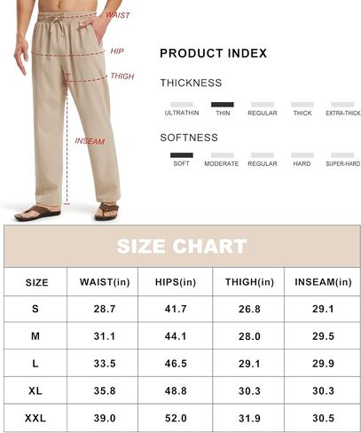 Libin Men's Linen Pants Elastic Waist Beach Summer Casual Pants Lightweight Straight-Legs Long Trousers with Pockets in Kuwait