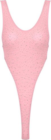 بدلة بيكيني نسائية من Alvivi قطعة واحدة ذات قصة عالية وقطعة واحدة لامعة من حجر الراين بظهر منخفض in Kuwait