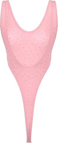 بدلة بيكيني نسائية من Alvivi قطعة واحدة ذات قصة عالية وقطعة واحدة لامعة من حجر الراين بظهر منخفض in Kuwait