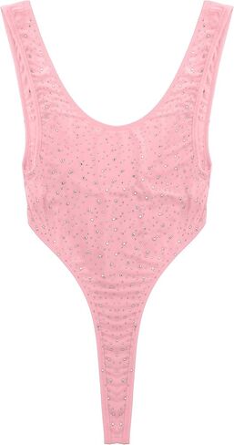 بدلة بيكيني نسائية من Alvivi قطعة واحدة ذات قصة عالية وقطعة واحدة لامعة من حجر الراين بظهر منخفض in Kuwait