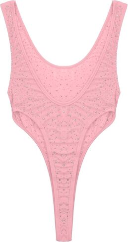 بدلة بيكيني نسائية من Alvivi قطعة واحدة ذات قصة عالية وقطعة واحدة لامعة من حجر الراين بظهر منخفض in Kuwait