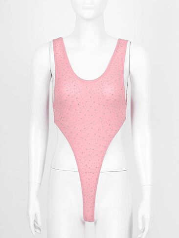 بدلة بيكيني نسائية من Alvivi قطعة واحدة ذات قصة عالية وقطعة واحدة لامعة من حجر الراين بظهر منخفض in Kuwait