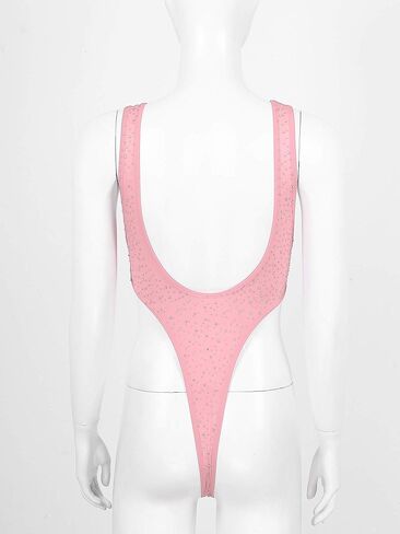 بدلة بيكيني نسائية من Alvivi قطعة واحدة ذات قصة عالية وقطعة واحدة لامعة من حجر الراين بظهر منخفض in Kuwait