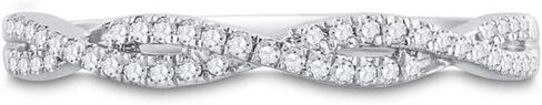 Solid 14K White Gold Real Natural Diamond Twist Stackable Wedding Band Anniversary Ring for Women 1/6 Carat (.16 Cttw) in Saudi Arabia