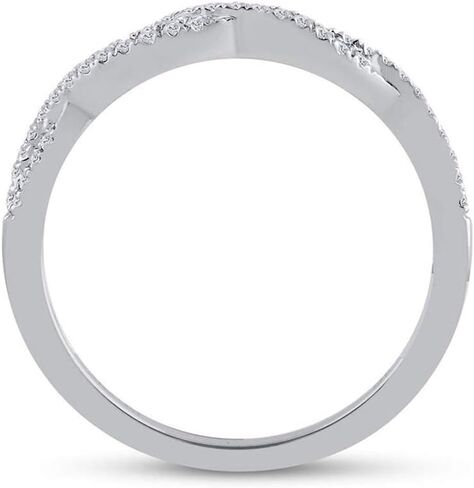 Solid 14K White Gold Real Natural Diamond Twist Stackable Wedding Band Anniversary Ring for Women 1/6 Carat (.16 Cttw) in Saudi Arabia