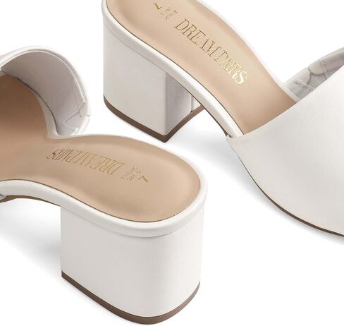 DREAM PAIRS Women's Square Open Toe Heels Sandals Low Block Chunky Heeled Sandals Slide Sandals Slip on Comfortable Casual Pumps Shoes in Saudi Arabia