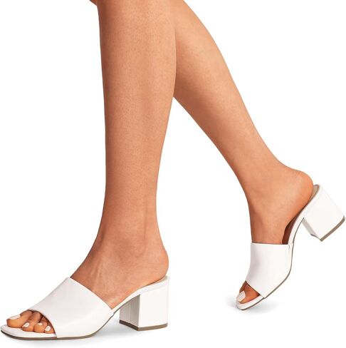 DREAM PAIRS Women's Square Open Toe Heels Sandals Low Block Chunky Heeled Sandals Slide Sandals Slip on Comfortable Casual Pumps Shoes in Saudi Arabia
