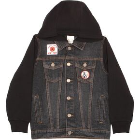 Marvel Spiderman Jean Jacket with Hoodie Spider-Man Miles Morales Denim Jacket for Little and Big Kid Boys Fashion Jacket