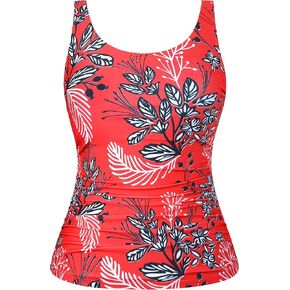 Hilor Women's Underwire Tankini Top Swimsuit Tummy Control Bathing Suit Tops Retro Tank Top Swimwear Modest Swim Top Only