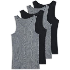 Comfneat Men's 4-Pack Big & Tall Undershirts Ribbed Cotton Tank Tops