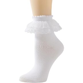 Lace Ruffle Frilly Ankle Socks for Women - Cotton Socks Stylish Cute Lace Socks
