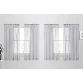 NICETOWN White Sheer Curtains 96 inches Long, Rod Pocket Elegant Voile Sheer Drapes Light Filtering Window Treatment for Bedroom/Living Room, White, 4 Panels, W30 x L96