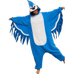 Big Blue Bird Costume Adult,Halloween Blue Jay Costume Adult,Blue Jay Onesie Pajamas Animal Costume Cosplay