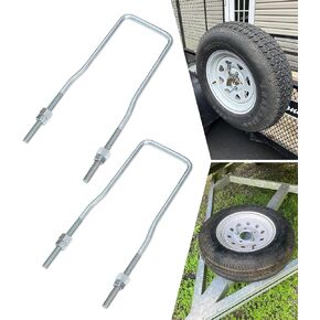 ELITEWILL 2pcs U-Bolt Spare Tire Carrier Holder Bracket for Trailer Side Mount 4 or 5 Lug Zinc Plated for Ski Boat, Fishing Boat and Sailboat Trailer