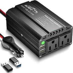 400W Power Inverter DC 12V to 110V AC Car Inverter Converter with 4.8A Dual USB Charging Ports and Dual AC Outlets Car Adapter LCD Display for Laptop Computer