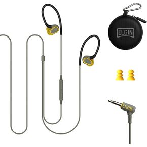 Elgin Rumble Wired Earplug Headphones with mic, in-Ear Earbuds, 3.5mm Jack, 27 dB NRR, IP67 Waterproof, OSHA CompliantEarbuds, Noise Isolating, Hearing Protection, Work Safety