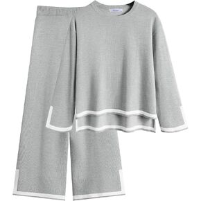 Arshiner Girl's 2 Piece Outfits Long Sleeve Knit Pullover Sweater Tops Wide Leg Pants Casual Fall Sets Tracksuits