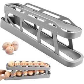 Rolling Egg Dispenser For Refrigerator, Egg Holder Space Saving Automatic Egg Storage Container Organizer For Refrigerator Kichen Cabinet (1 PC, Grey)