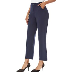 Women's Straight Leg Dress Work Ankle Pants Business Office Casual Slacks with Pockets