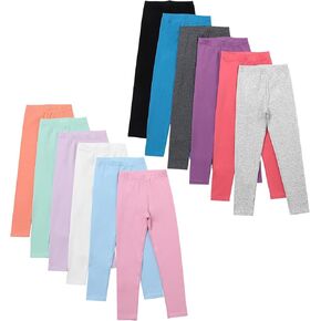 12 Pack Girls Leggings Girls Cotton Pants Toddler Stretch High Waisted Leggings Soft and Breathable Leggings