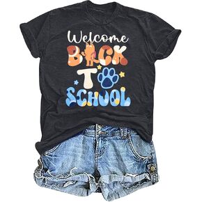 Back to School Teacher Shirt Women First Day of School T-Shirts Funny Teachers Gift Blouse Tops
