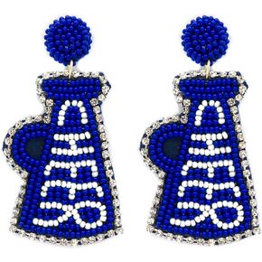 Beaded Cheer Football Post Earrings Handmade Cheer Horn Cheerleading Megaphone College Sport Gameday
