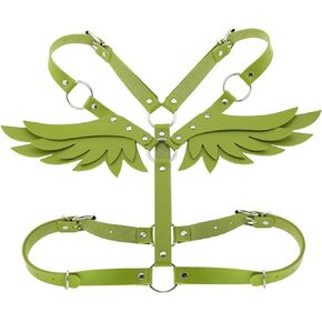 Women Girl Punk Body Harness Belt Adjustable Leather Body Bra Chest Harness Belt Angel Wings Waist Belt