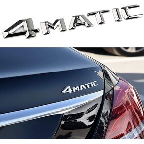 1pcs 3D Car 4MATIC Logo ABS Letter Emblem Decal for Car Side Fender Rear Trunk Emblem Badge Chrome Decal Sticker (4-MAT-Silver)