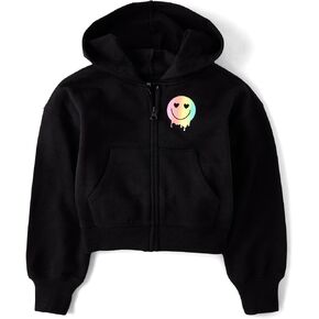 The Children's Place girls Long Sleeve Cropped Hooded Zip Up