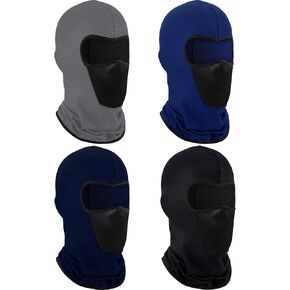 4 Pieces Balaclava Full Face Mask Winter Windproof Balaclava Neck Sun Protection Breathable Face Cover (Dark Grey, Black, Dark Green Camouflage, Green Camouflage)