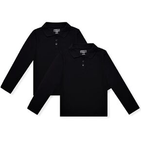 INGEAR Girls Long Sleeve Polo Shirt for School Uniform, Golf or Casual Wear, Performance Polo Shirts for Girls 2PK in Kuwait