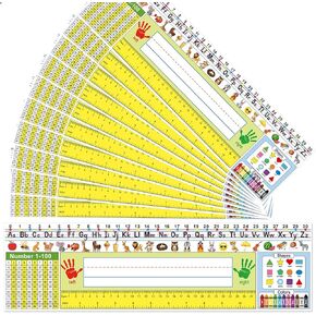 36 Pack Self Adhesive Name Tags for Classroom Student Desks,Multipurpose Manuscript Students Name Plates for desks Classroom with Multiplication, Fractions and Percentages Table(14.2 x 4 Inch)