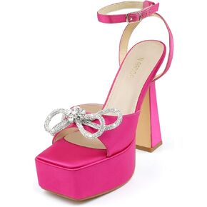 JENN ARDOR Women's Platform Heels Lace Up High Stroppy Sandals Butterfly Heeled Chunky Prom Shoes for Club Party Date (tie-up/buckle)