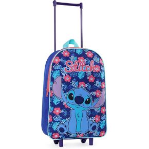 Disney Stitch Suitcase - Foldable Trolley Bag 39 x 27cm 10.5 Litres 2 Wheels Extendable Handle - Wheeled Bag