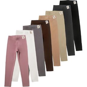 8 Pack Girls Leggings Yoga Pants for Girls Full Length Stretchy Pants Toddler Girl Solid Basic Leggings