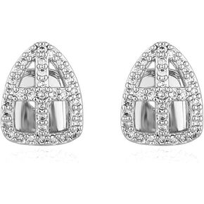 2 Pcs Cross Iced Out Diamond Teeth Grillz for Men Women, Hip Hop Grills for Your Teeth Top and Bottom, Rapper Costume Cosplay Teeth Jewelry and Accessories