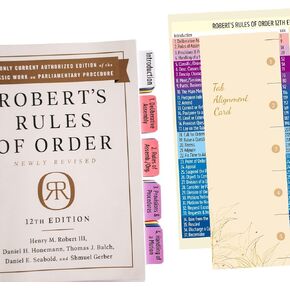 Index Tabs for Robert's Rules of Order 12th Edition, Laminated and Color-Coded for Long-Lasting Use and Fast Navigation. (Book Not Included)