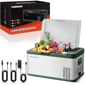 A-Premium 21QT/20.1L Portable Car Fridge Refrigerator Cooler, -4°F~68°F Portable Freezer Fast Cooling with 12/24V DC & 110/240V AC for Home Party Camping RV Roadtrips Truck Outdoor Use
