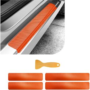 4 PCS Car Door Sill Protector, 3D Carbon Fiber Auto Door Entry Edge Guard Protection Trim, Anti-Scratch Threshold Cover Strips, Sill Protection Sticker for Car SUV Truck (Purple)