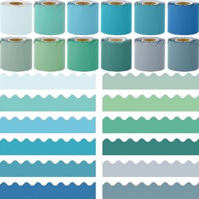 Elcoho 12 Rolls 393.6 Feet Scalloped Bulletin Board Borders Multicolor Classroom Borders for Bulletin Board Trim Bulletin Board Decorations Bulletin Borders for School, Classroom Decorations