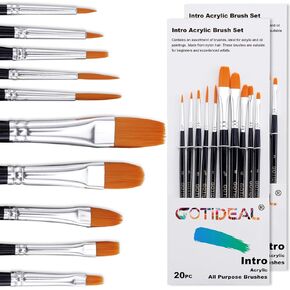GOTIDEAL Paint Brush Set, 10 Pcs Round Pointed Tip, Small Nylon Hair Brushes for Acrylic, Watercolor, Oil and Gouache，Body, Face Nail Art, Detailing and Rock Painting, Perfect for Kids & Adult