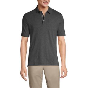 Lands' End Mens Short Sleeve Pocket Supima Polo White Tall X-Large