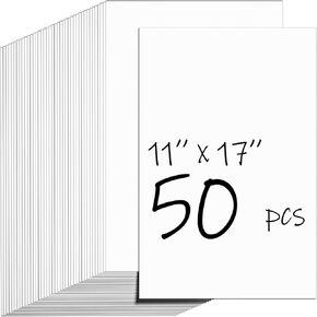 50 ورقة بطاقات بيضاء مقاس 11 × 17، غطاء بطاقات 92 رطل/250 جرامًا للمتر المربع للدعوات، بطاقات ورقية سميكة للحرف اليدوية، ورق بطاقات الطابعة للقوائم وبطاقات العمل والملصقات