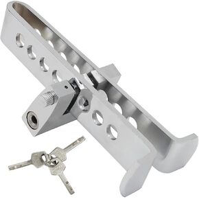Brake Pedal Lock,Anti-Theft Device Stainless Steel Clutch Lock Vehicle Security Protection Safety Portable Lock with 3 Keys(8 Holes)